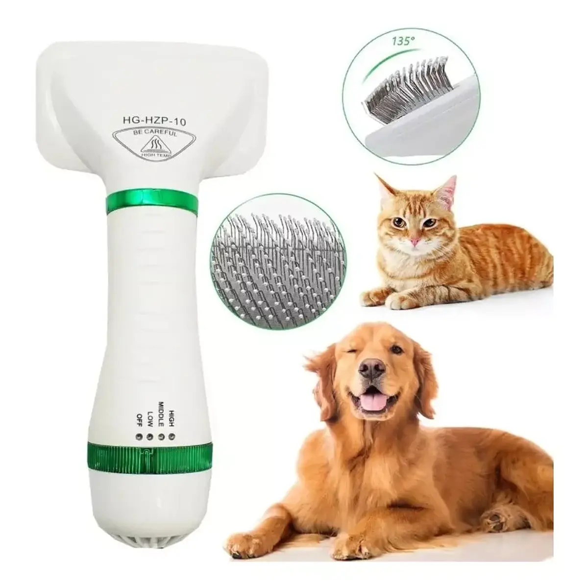 PetBreeze™ 🐕🍃 Secador Peine para Mascotas 2 en 1